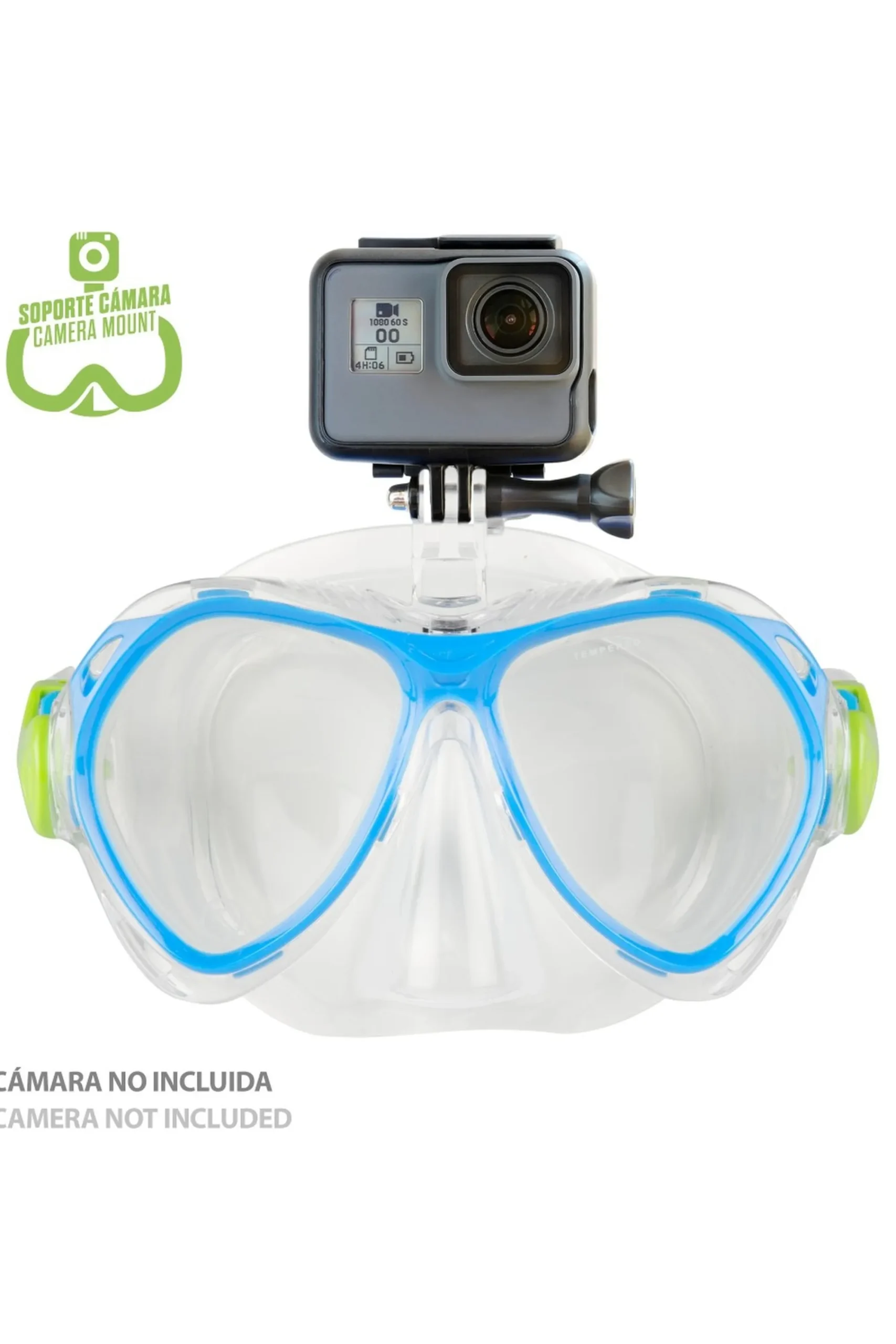 Aqua Sport Set Óculos De Mergulho Infantil E Snorkel C/suporte Para Câmera