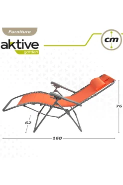 Aktive Cadeira Espreguiçadeira De Jardim Dobrável Gravidade Zero C/almofada