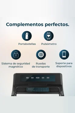 Cecotec Passadeira De Corrida Dobrável Com 600 W De Potência. De 1 A 10 Km/h. 12 Programas Predefinidos. Painel De Controlo Led. Superfície De Corrida De 100 X 40 Cm. Dobrável, Com Rodas De Transporte, Sistema De Segurança Magnético, Monitor Cardiaco, Inclinação Manual E Suporte Para Dispositivos.