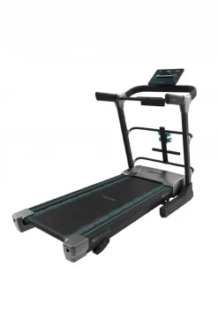 Cecotec Passadeira De Corrida Dobrável Com 2200 W De Potência Máxima. De 1 A 18 Km/h. 12 Programas Pré-definidos. Painel De Controlo Led. Superfície De Corrida 133x46 CM Com Amortecimento. Sistema De Inclinação Manual E Sistema De Dobragem Vertical Automático. Halteres E Barra De Abdominais. Dobrável, Com Rodas De Transporte, Monitor Cardiaco, Sistema De Segurança Magnético, Porta-garrafas E Suporte Para Dispositivos.