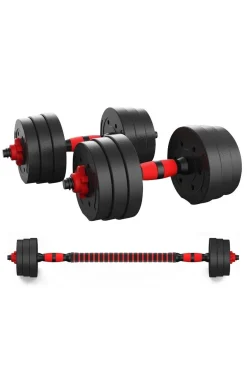 Fitness Tech Conjunto Halteres 2 Em 1 Com Barra Ajustável 50kg