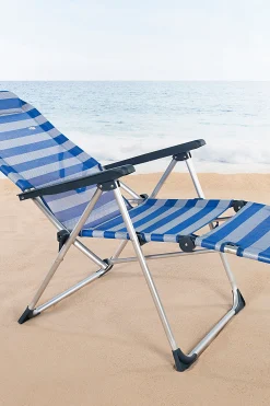 Aktive Espreguiçadeira De Praia Dobrável Listrada Com Almofada