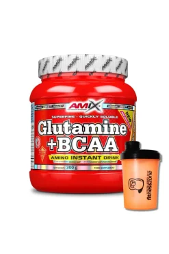 Amix Glutamine + Bcaa 300 Gr - Lima - Limón + ¡shaker Fitnesszone De Regalo!