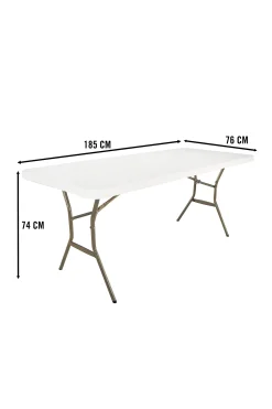 Lifetime Mesa Rectangular Com Pernas Dobráveis Em Creme 185x76x74 CM