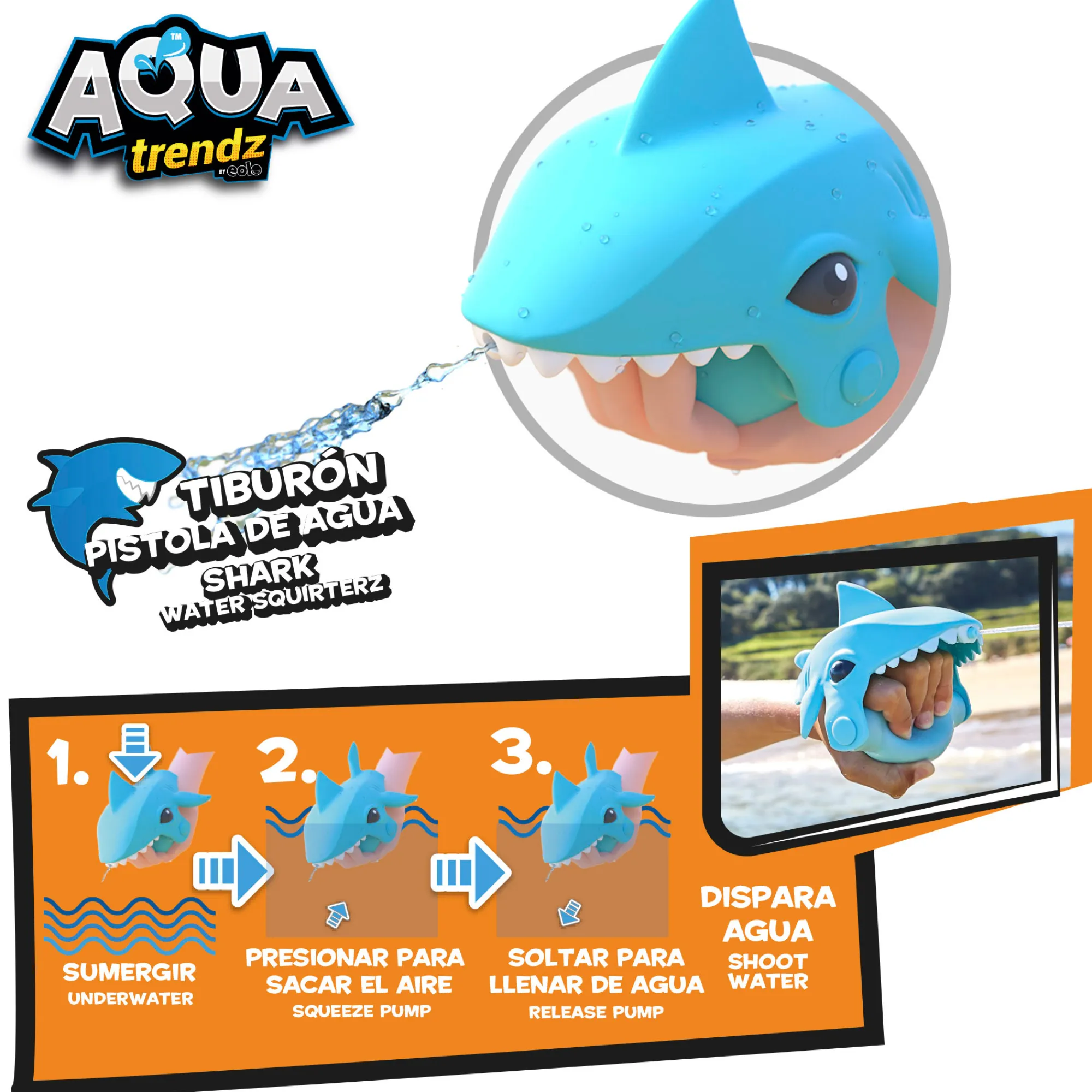 Aqua Trenz Máscara De Mergulho Shark E Lançador De Água