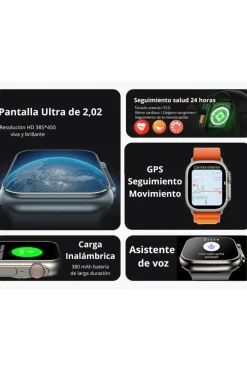 Klack Smartwatch Com Auriculares Bluetooth Pro Ultra 9.0, Pulseira Metálica Extra E Capa Protetora -