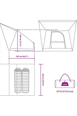Vidaxl Tenda Camping 223 X 163 X 130 CM