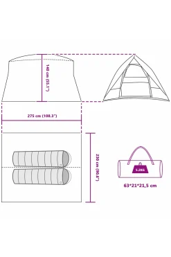 Vidaxl Tenda Camping 275 X 230 X 140 CM