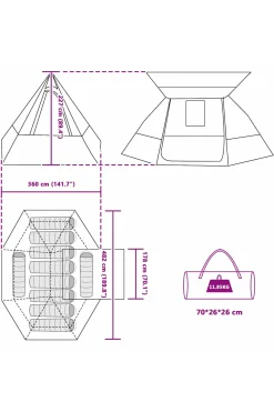 Vidaxl Tenda Camping 482 X 360 X 227 CM
