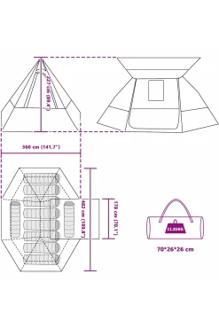 Vidaxl Tenda Camping 482 X 360 X 227 CM