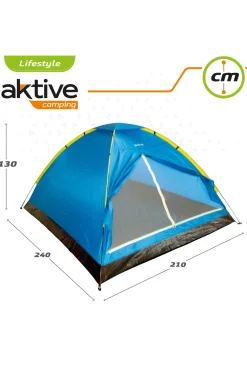 Aktive Tenda De Acampamento Com Cúpula Para 4 Pessoas 210x240x130 CM