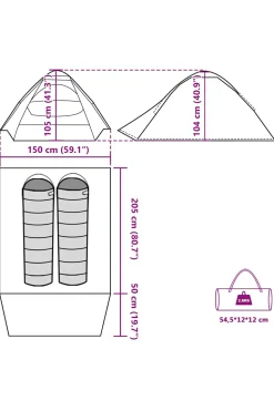 Vidaxl Tenda De Campismo Cúpula Para 2 Pessoas 255 X 150 X 105 CM