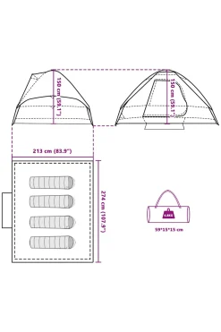 Vidaxl Tenda De Campismo Cúpula Para 4 Pessoas 274 X 213 X 150 CM