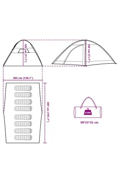 Vidaxl Tenda De Campismo Para 8 Pessoas Tecido Impermeável 487 X 305 X 182 CM
