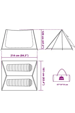 Vidaxl Tenda De Campismo Para 2 Pessoas Com 2 Bolsos De Arrumação
