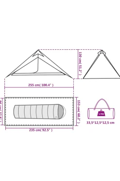 Vidaxl Tenda De Campismo 1 Pessoa 235 X 96 X 119 CM