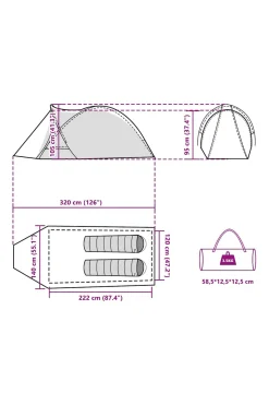 Vidaxl Tenda De Campismo P/ 2 Pessoas 320x140x120 CM Tafetá 185t