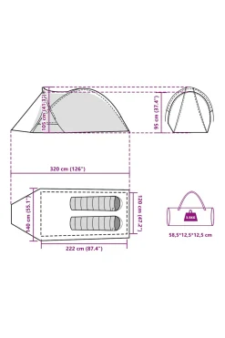 Vidaxl Tenda De Campismo P/ 2 Pessoas 320x140x120 CM Tafetá 185t