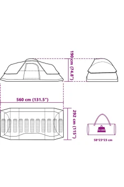 Vidaxl Tenda De Campismo Com Divisórias Removíveis