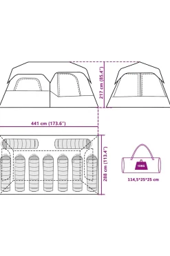 Vidaxl Tenda De Campismo Para 9 Pessoas 441 X 288 X 217 CM