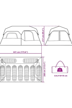 Vidaxl Tenda De Campismo Para 9 Pessoas 441 X 288 X 217 CM