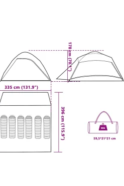 Vidaxl Tenda De Campismo Tecido Opaco Impermeável 335x396x178 CM