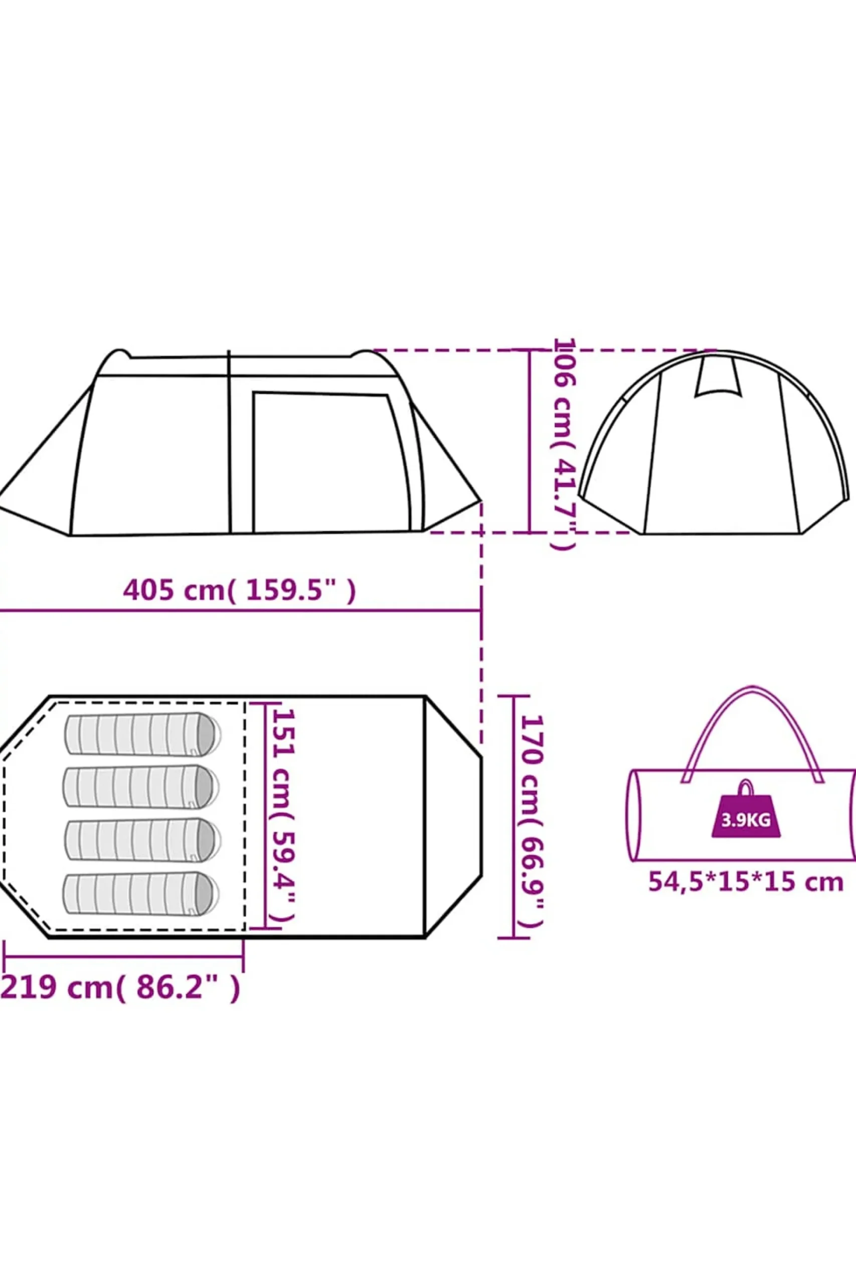 Vidaxl Tenda De Campismo 137 X 151 X 98 CM