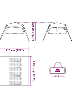 Vidaxl Tenda Familiar Cúpula Para 6 Pessoas Libertação Rápida 310 X 285 X 200 CM