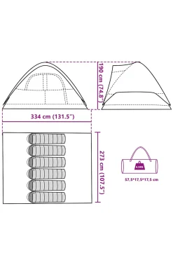 Vidaxl Tenda Familiar Em Cúpula Para 6 Pessoas Impermeável 334 X 273 X 190 CM