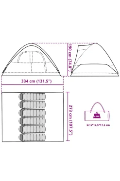 Vidaxl Tenda Familiar Em Cúpula Para 6 Pessoas Impermeável 334 X 273 X 190 CM