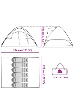 Vidaxl Tenda Familiar Em Cúpula Para 6 Pessoas Impermeável 334 X 273 X 190 CM