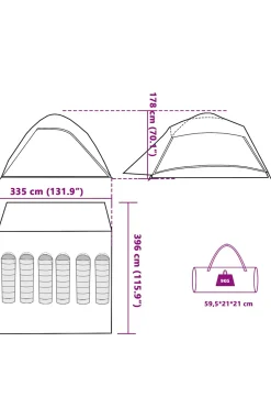 Vidaxl Tenda Familiar Em Cúpula Para 6 Pessoas 335 X 396 X 178 CM