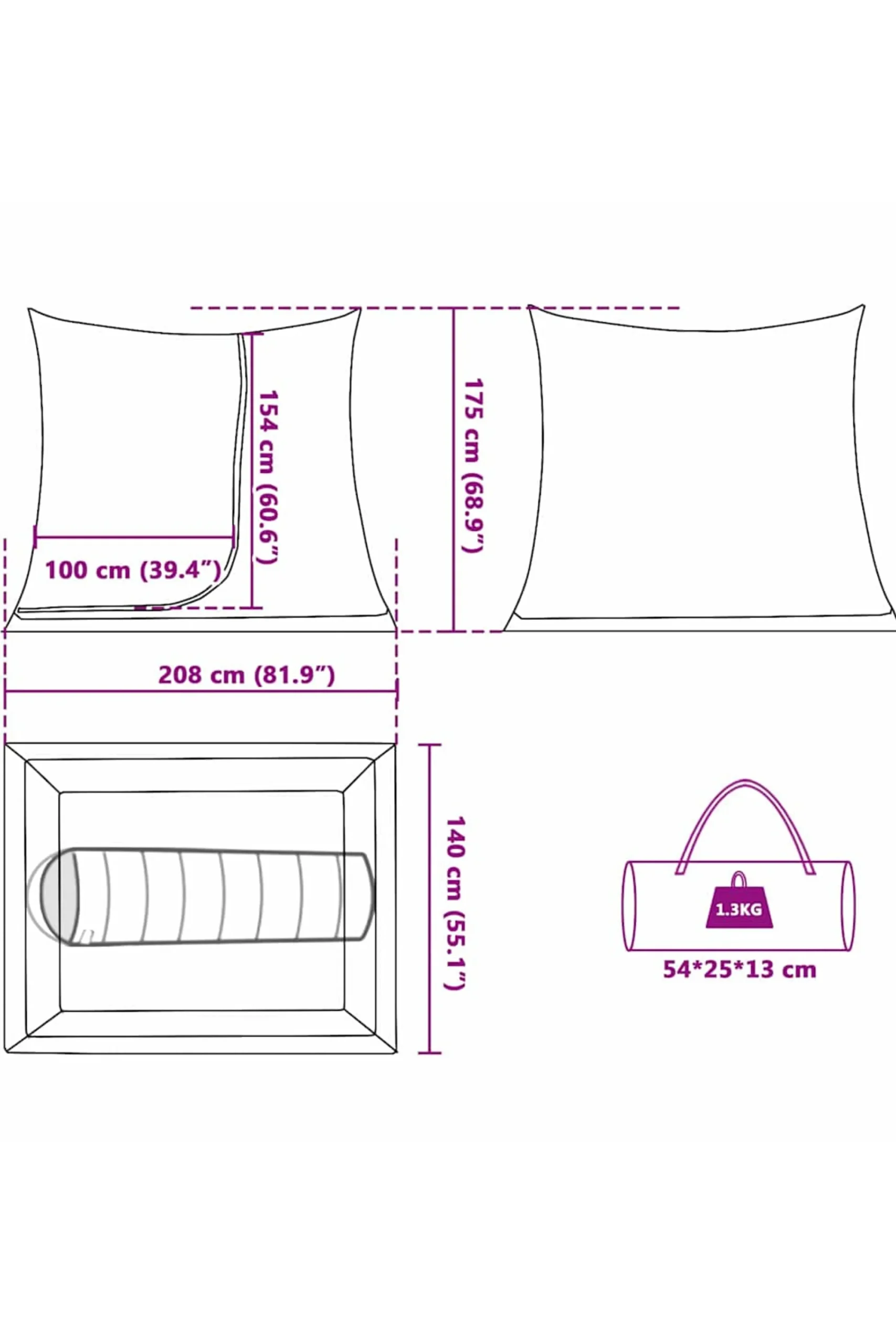 Vidaxl Tienda Interior 208 X 140 X 175 CM Malla